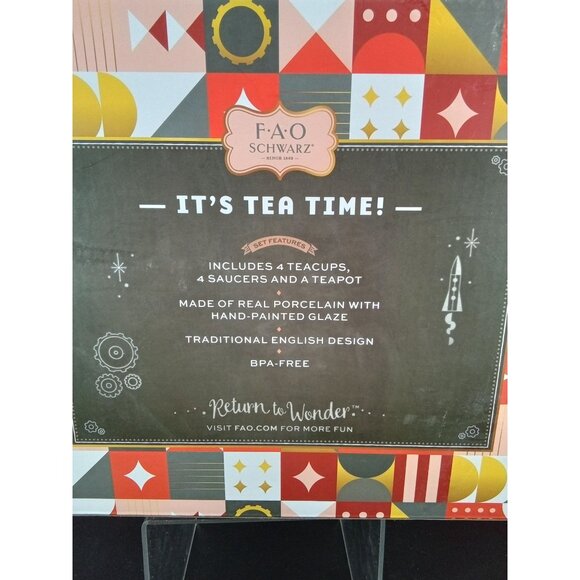 FAO Schwarz Tea Party Pretend Play Ceramic Set 9 Pcs. Real Porcelain Hand-Paint - Picture 4 of 6